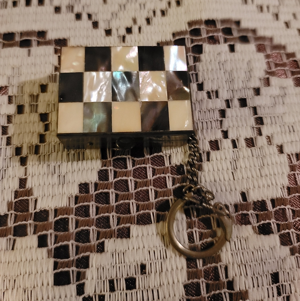 Vintage Key Ring, Mother of Pearl & Brass